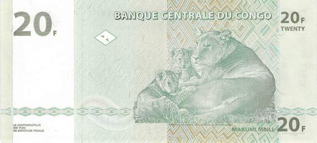 Kongo p.94A 20 Francs 2003